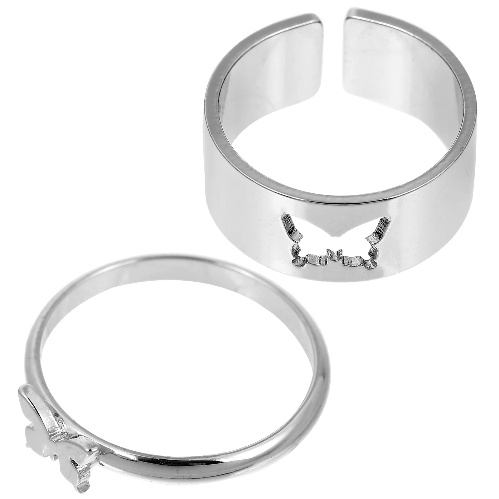 

2 Pcs Butterfly Pairing Wedding Decor Stylish Couple Rings Creative Lovers Decorative Jewelry Finger Copper Bride Romantic
