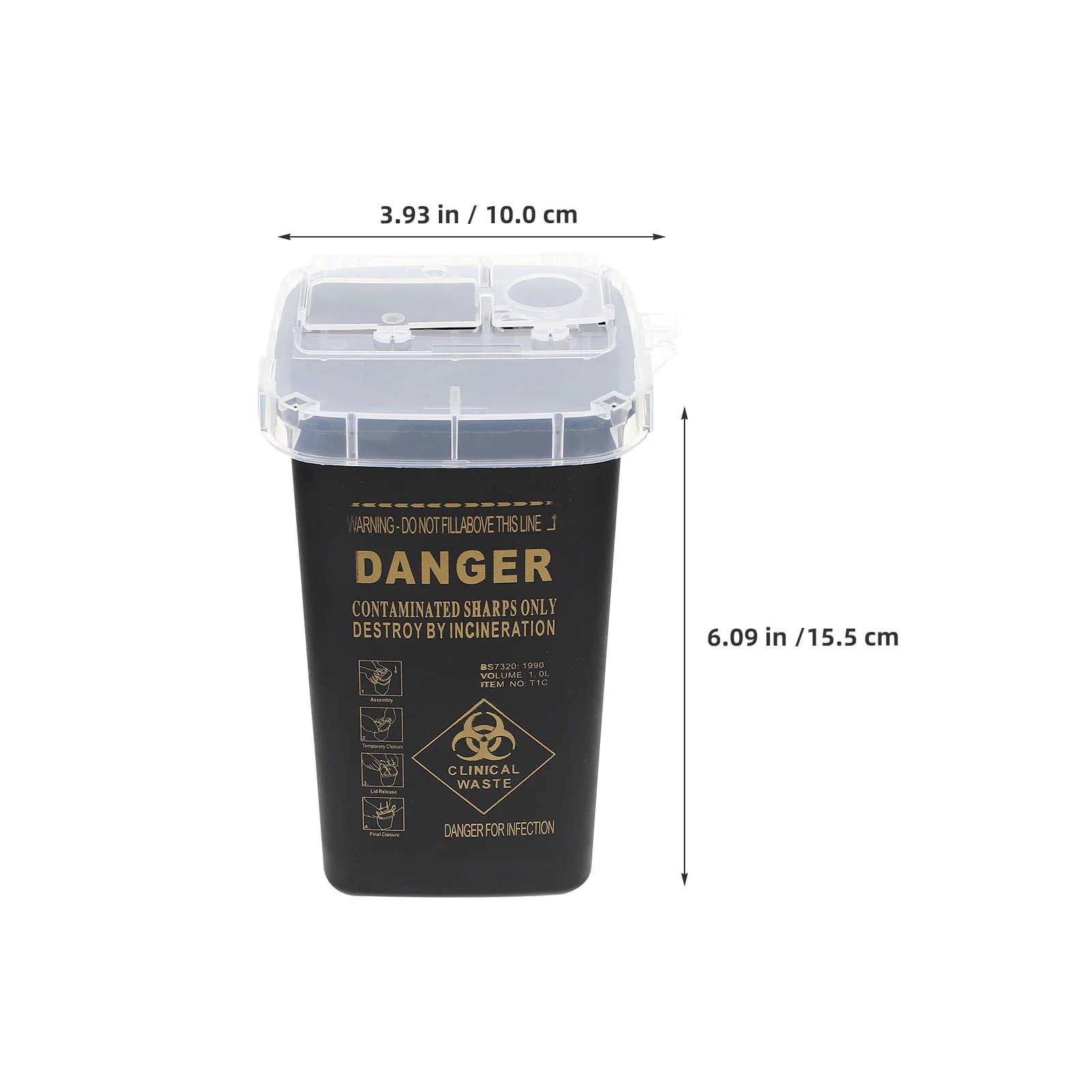 5 قطعة صندوق التخلص من الأدوات الحادة للوشم أسود متين إبرة حاوية النفايات لمحلات الوشم صالونات التجميل الاستخدام الطبي الأدوات الحادة #2