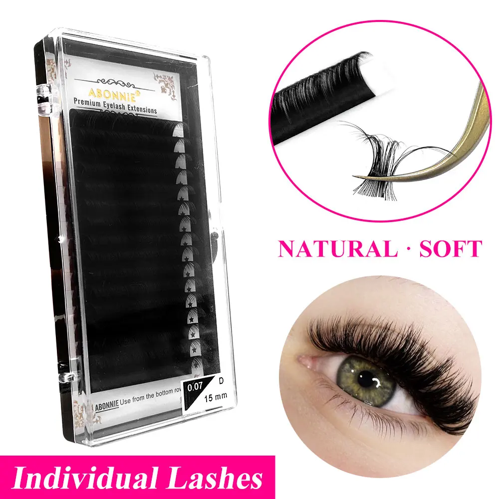 Abonnie Individual Classic Eyelash Extension C/D Curl Lashes Extension Russian Volume Lashes Matte Faux Mink Professional Cilios