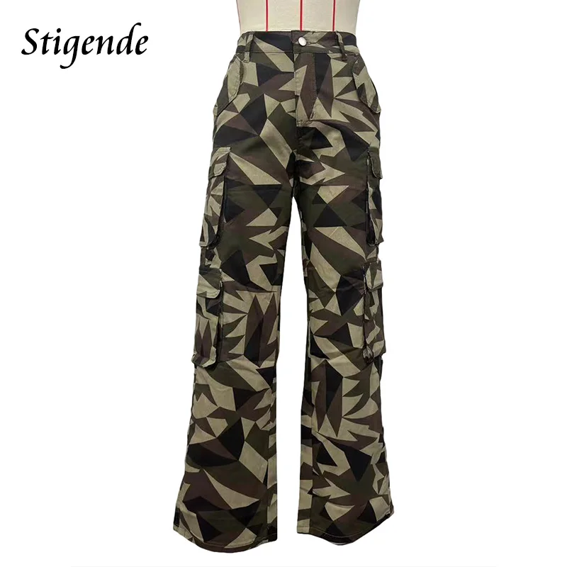 Stigende-Pantalon Cargo CamSolomon à Jambes Larges pour Femme, Poches Multiples, FjPants Droits, 3XL