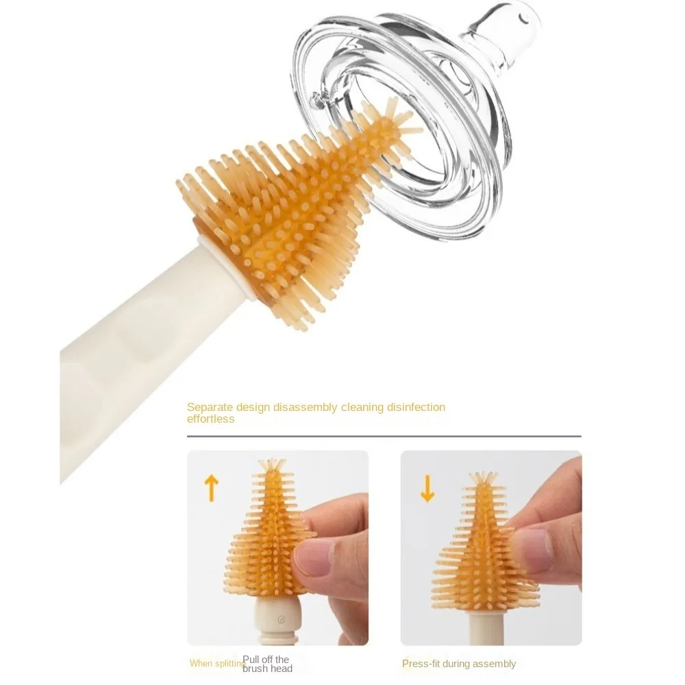 Long Handle Baby Bottle Brush Kit Multipurpose with Box Baby Bottle Cleaner Brush 360 Degree Rotation Washing Tool Set