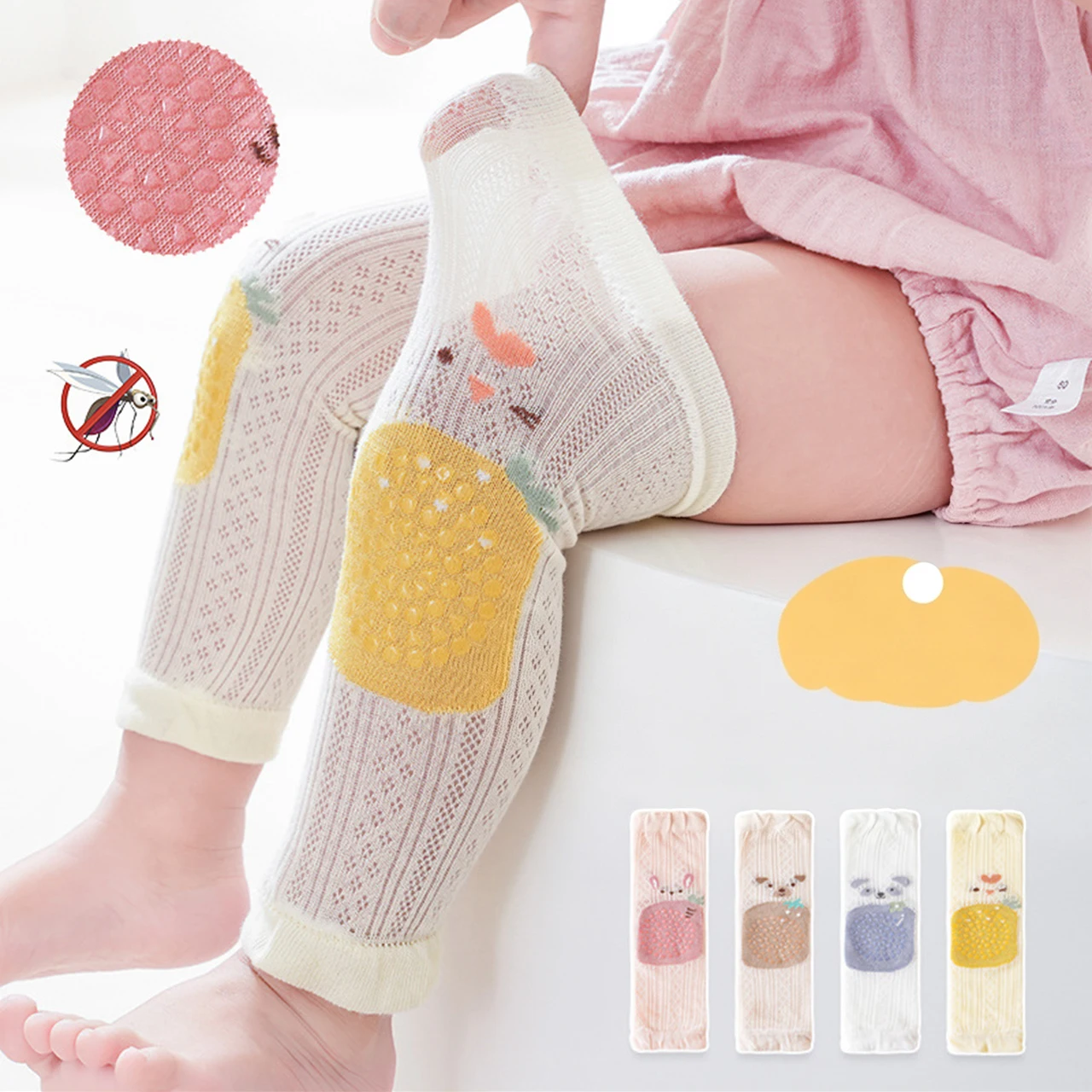 Baby Summer Lightweight Knee Pads Non-Slip Breathable Mesh Toddler Crawling Protector Anti-Mosquito Kids Leg Cover Socks 0-4Year
