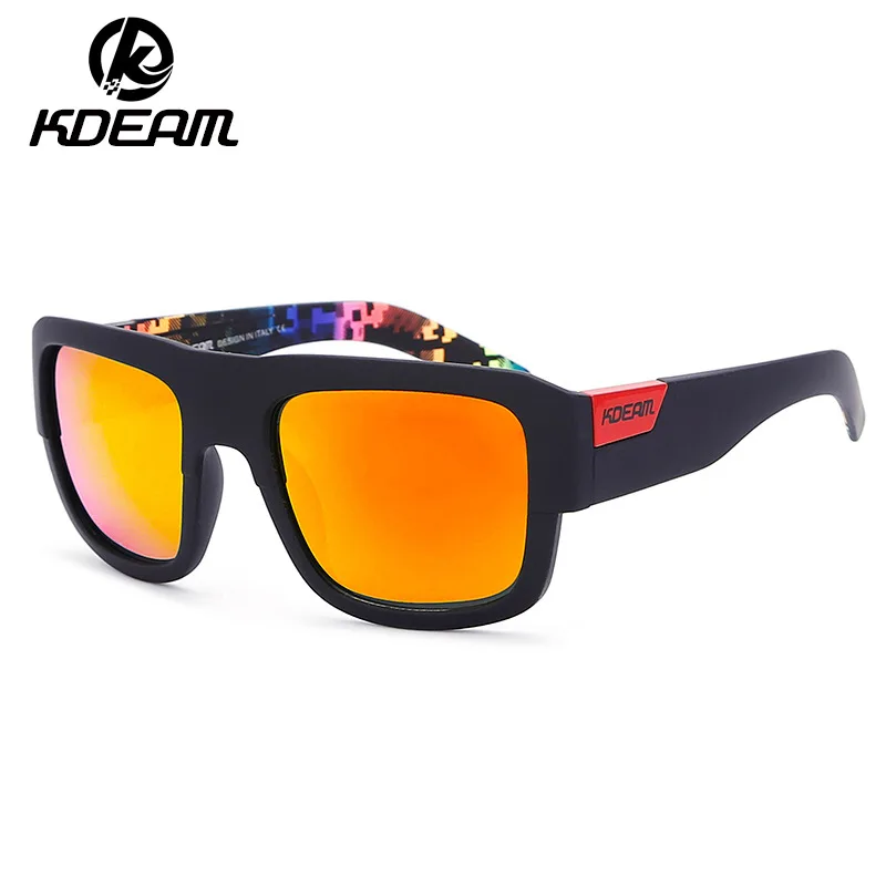 2024 KDEAM Large Frame Men\'s Sunglasses HD Polarized Fishing Glasses Colorful Outdoor New Square Sun Glasses Reinforced Lenses