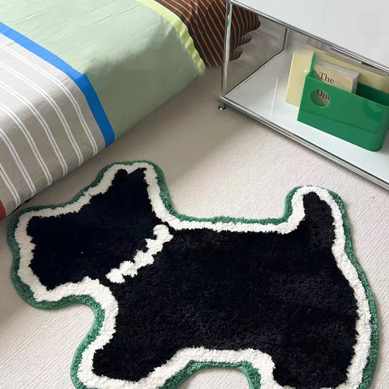 Tufting Dog Bedroom Rug Cartoon Cute Pet Mat Animal Carpet Bathroom Bathmat Foot Pad Bath Mat Aesthetic Home Kid Room Warm Decor