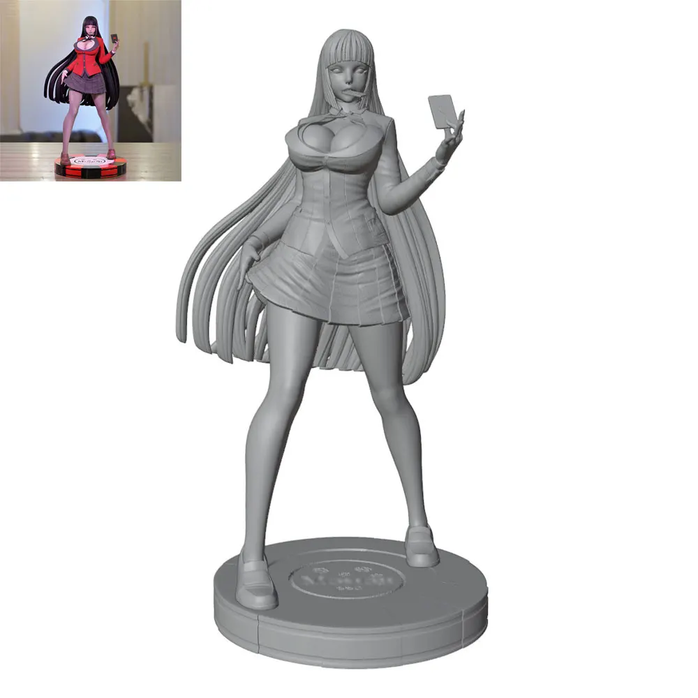 1/24Youthful Sensational Girl Figure, Beautiful Long-Hair Girl Holding a Card, Miniature Resin Set, 3D Printed Statue, Uncolored