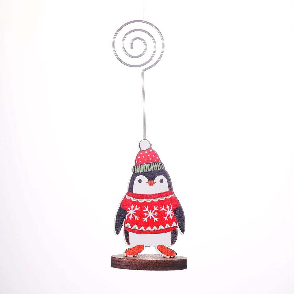 

Christmas Holder Snowman Pattern Flat Base Message Photo Clip Xmas Party Note Clip Desktop Ornament Christmas Holder
