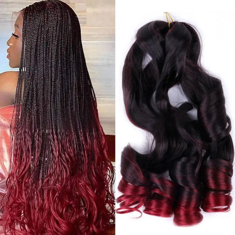 French Curly Braiding Hair 22" Loose Wave Braid Crochet Hair Extension for Women Spiral Curl Hair Synthetic Pre Stretched Hair