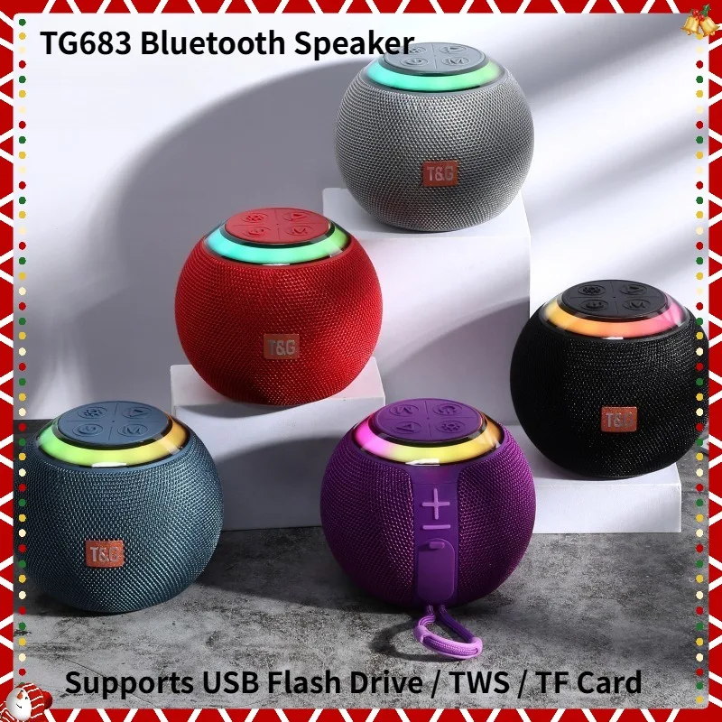 TG683 مكبر صوت كروي مكبر صوت بخاصية البلوتوث مكبر صوت لاسلكي عمر بطارية طويل يدعم محرك فلاش USB/TWS/TF بطاقة