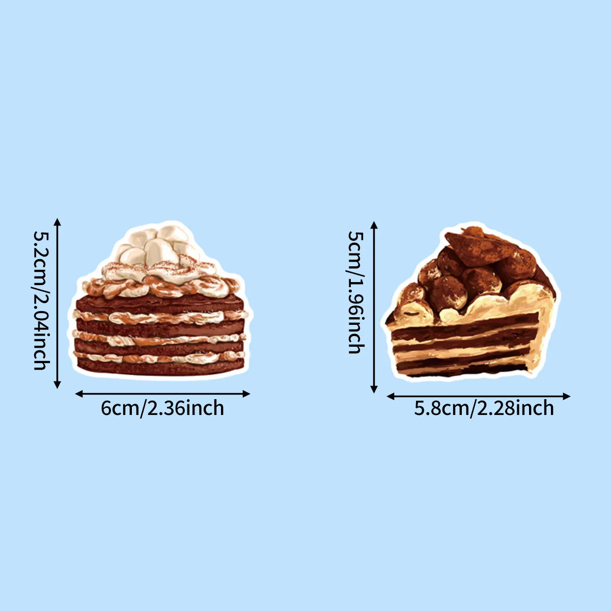 50Pcs Chocolate Dessert Stickers, Cake and Brownie Prints, Suitable for Food Lovers and Planners to Decorate
