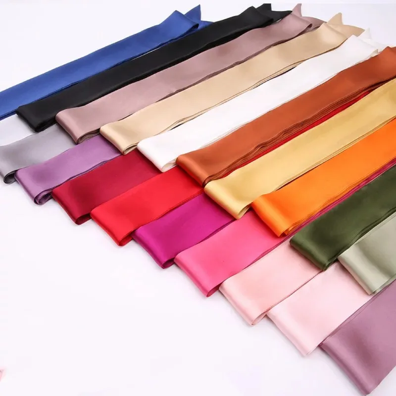 Cinta de satén de color liso, larga y estrecha, con lazo francés, para atar el cabello, accesorios de moda para el cabello para mujer, decoración de peinados.
