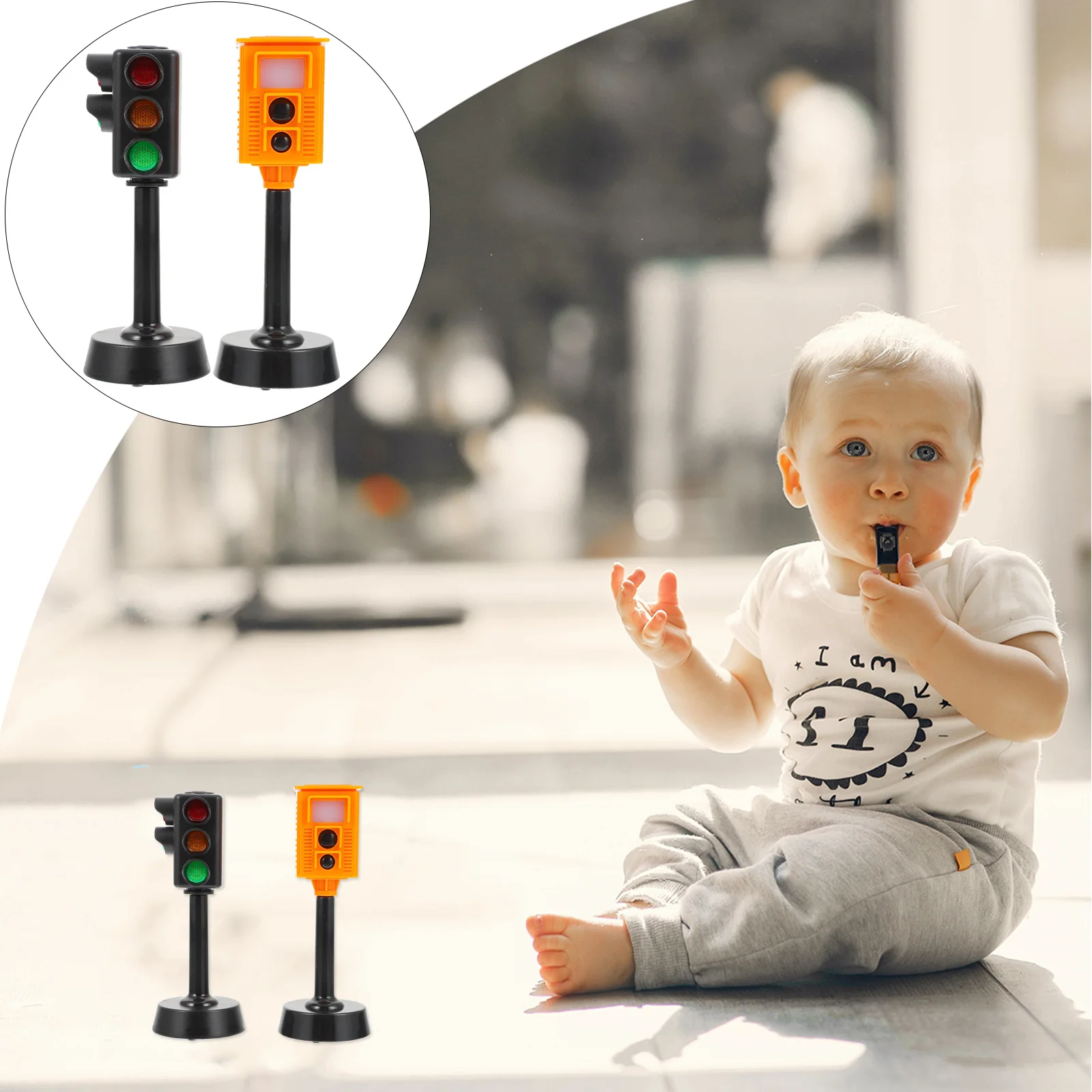 

2 шт., мини-световой набор дорожных знаков, мигающий звук, развивающая игрушка для детей, дорога, день рождения, праздник