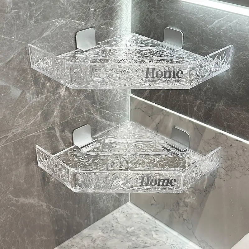 Bathroom Storage Wall Hanging Triangle Storage Shelf Bathroom Organizer No Drill Corner Shampoo Holder Bathroom Accessories Set