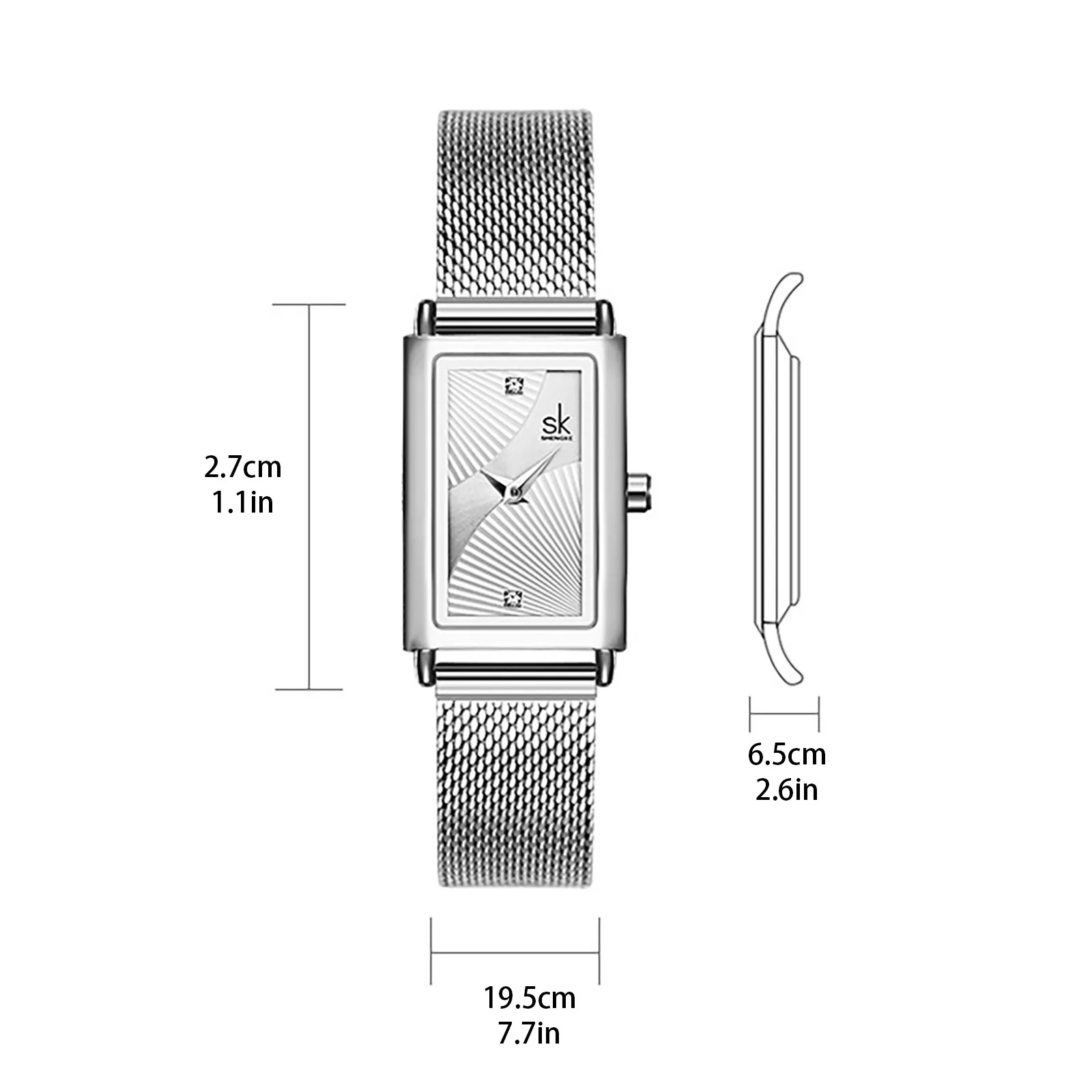 Reloj de cuarzo rectangular ultrafino para mujer, diseño de moda, relojes de mujer, correa de pulsera de malla de acero inoxidable