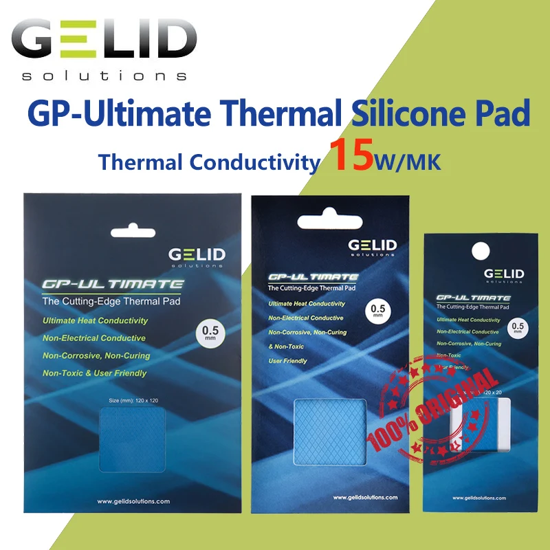 GELID gp-ultimate 15W/MK almohadilla térmica CPU/GPU, placa base gráfica, almohadilla de grasa de silicona, disipación del calor, almohadilla de