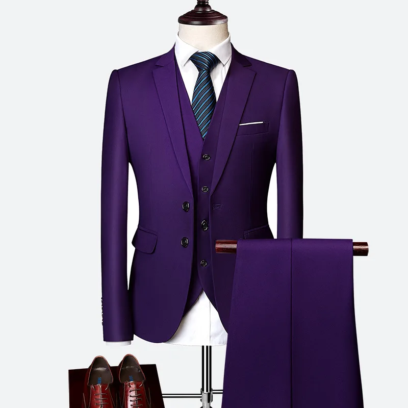 

New business suits, men's three-piece suits (jacket, vest, pants), British style slim wedding dress, groomsmen suits