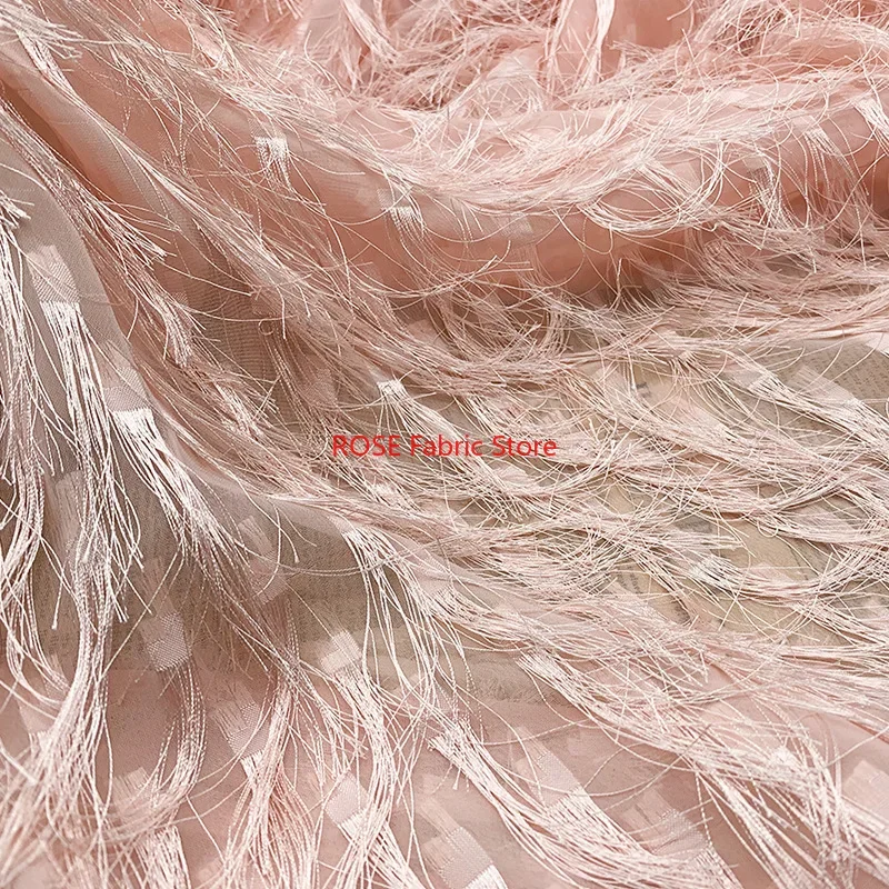 Multicolor Tassel Fabric, Spring Summer Dress Blouse Tulle Fabric, DIY Sewing Material, Stage performance Fabric