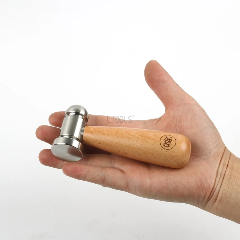 Mini Walnut Wood Hammer Creative Hammer Head H62 Brass Stainless Steel Jewelry Round Hammer DIY Multifunctional Hand Tools