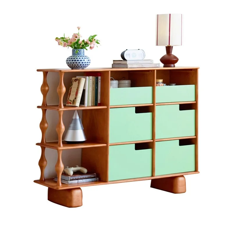 Solid wood side cabinet, entrance cabinet, living room storage, drawer cabinet, multi-functional dining side cabinet