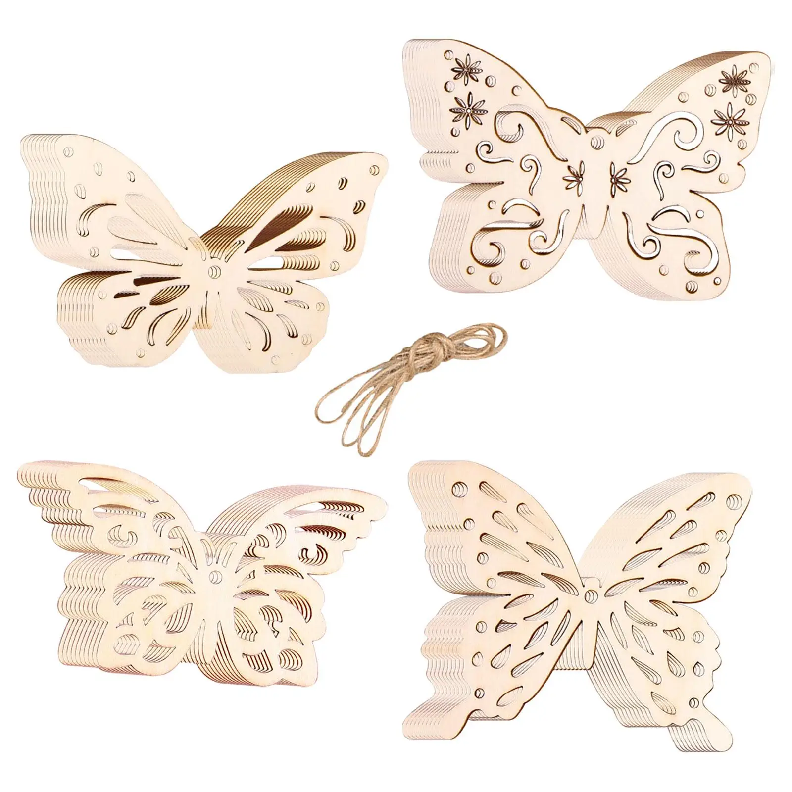 

50 Pieces Wooden Butterfly Cutouts Small for Gift Tags Crafting Scrapbooking