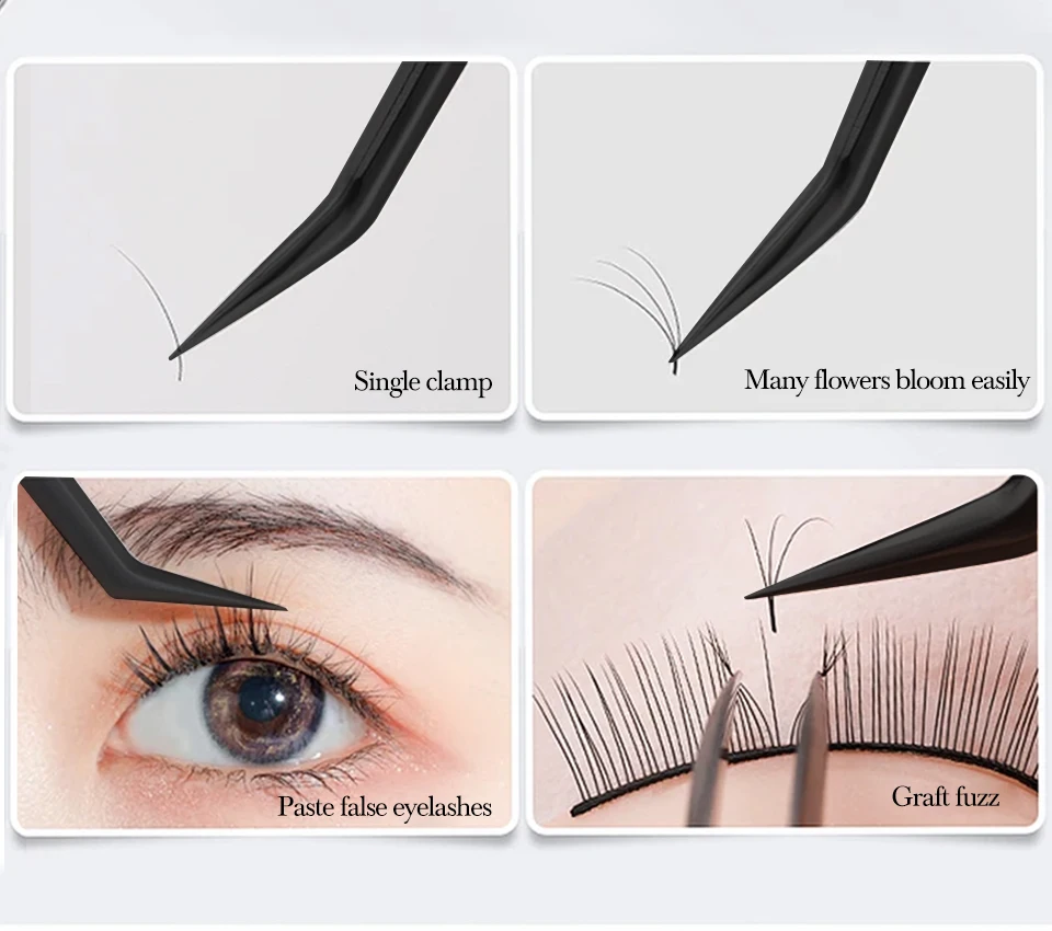 AGUUD Wimpernverlängerungspinzette, hochpräzise Pinzette aus Edelstahl, antistatisch, präziser Clip für Volumenfächer, professionelles Werkzeug – Detail 9