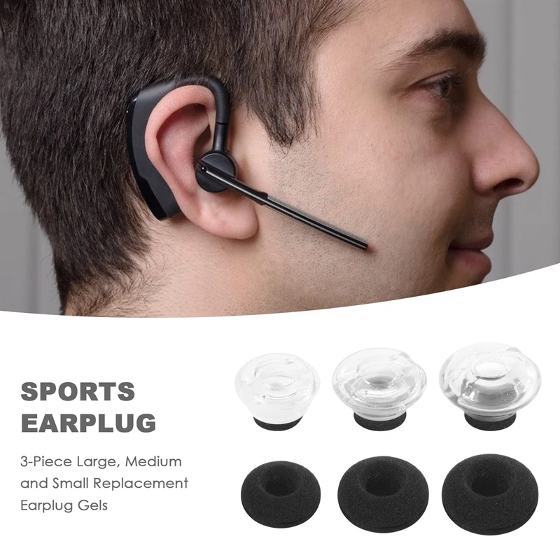 FULL-3-Piece Large Medium and Small Replacement Earplug Gels for Plantronics Voyager Legend Eartip Kit