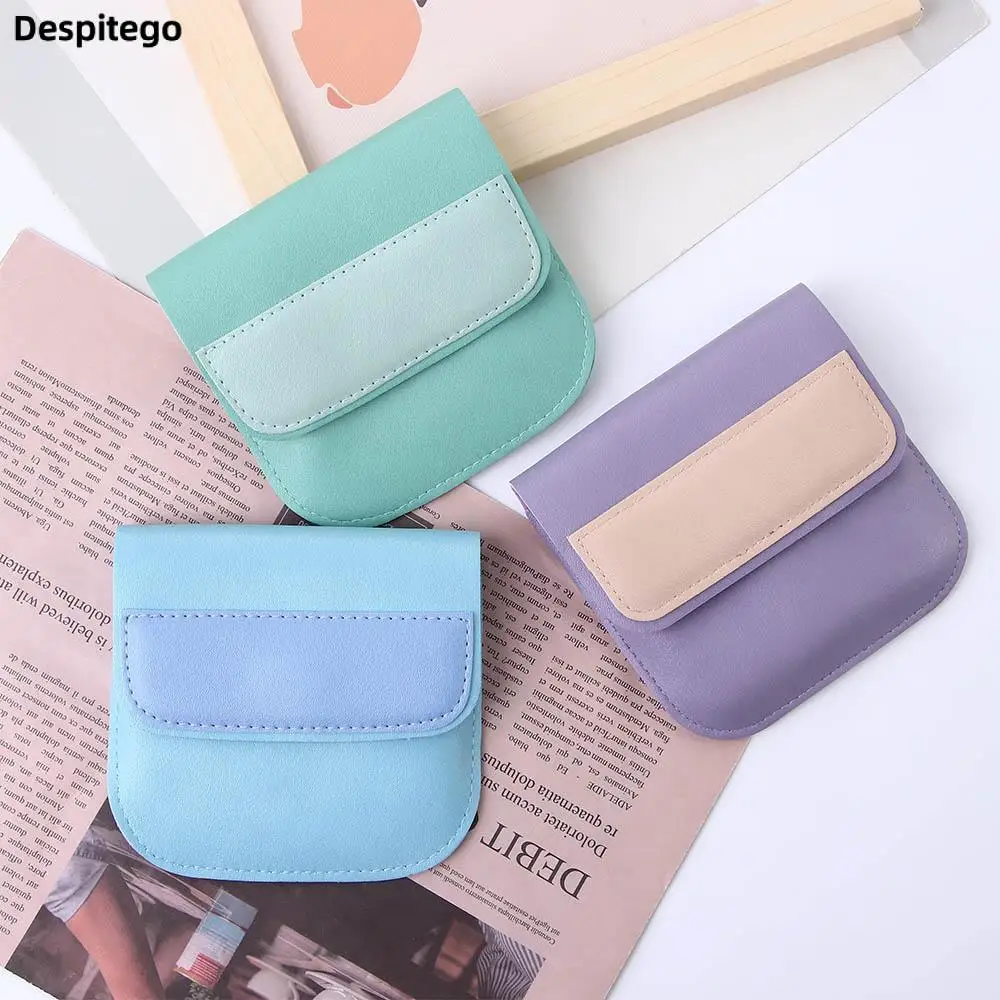 

Portable Soft Leather Coin Purse Macaron Color Earbuds Earphone Holder