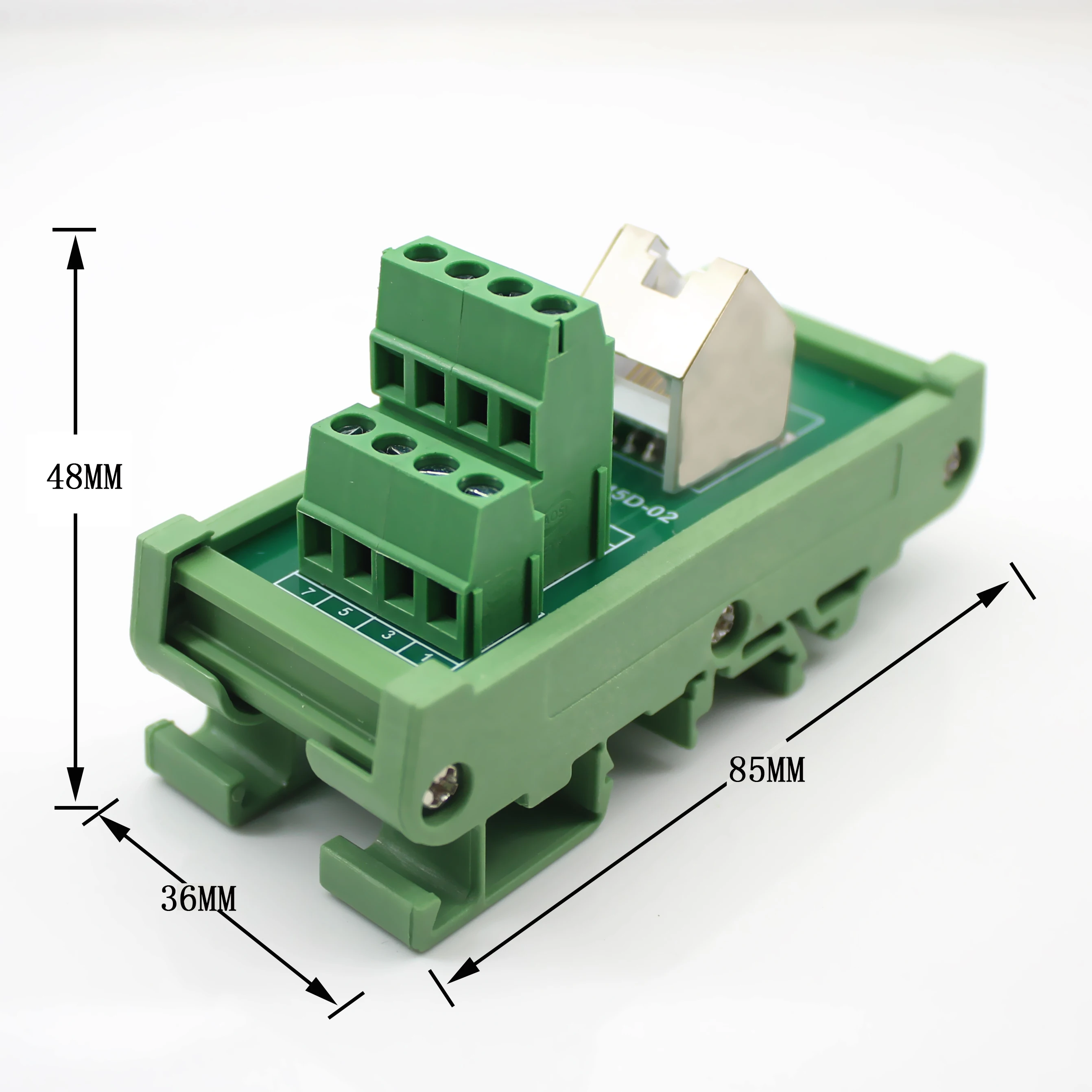 RJ45 암-터미널 블록 수평 브레이크아웃 보드, RJ45 스플리터 어댑터, Din 레일 장착 나사 터미널, 10 라인