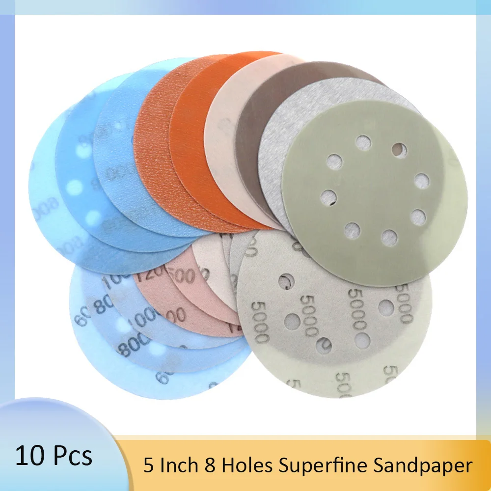 

10PCS 5 Inch 125mm FV Superfine Soft Polish Wet and Dry Hook & Loop Auto Body Film Sanding Discs Paint Abrasive Sandpaper