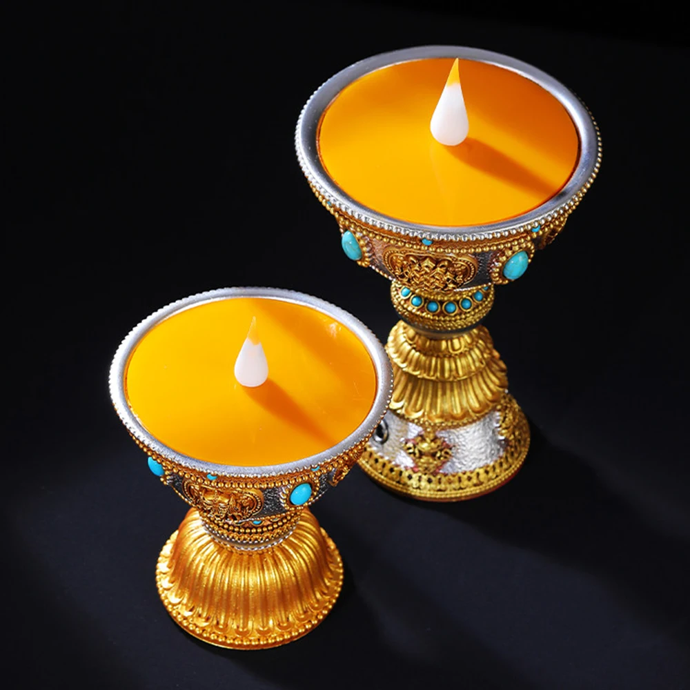 Tibetan Electronic Butter Lamp, Charging Style LED Buddhist Lamp, Home Eight-Auspicious Eternal Light, Buddhist Hall Ornaments