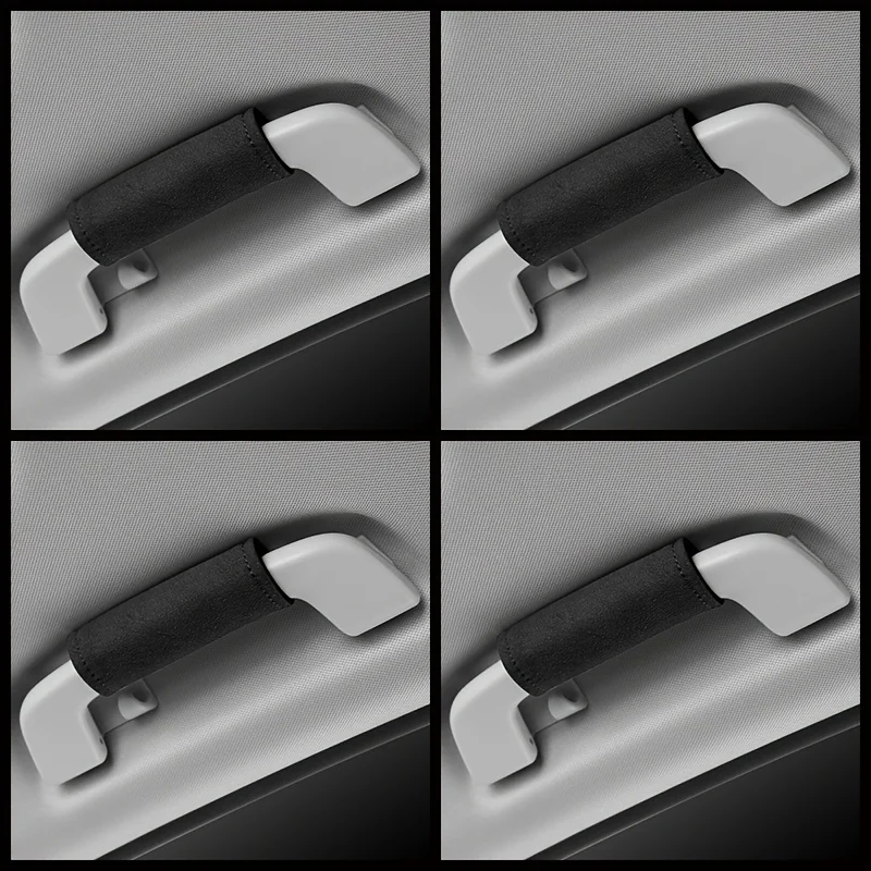 2pcs Universal Car Handle Flap Faux Leather Protective Cover Car Roof Handle Rest Handle Cover