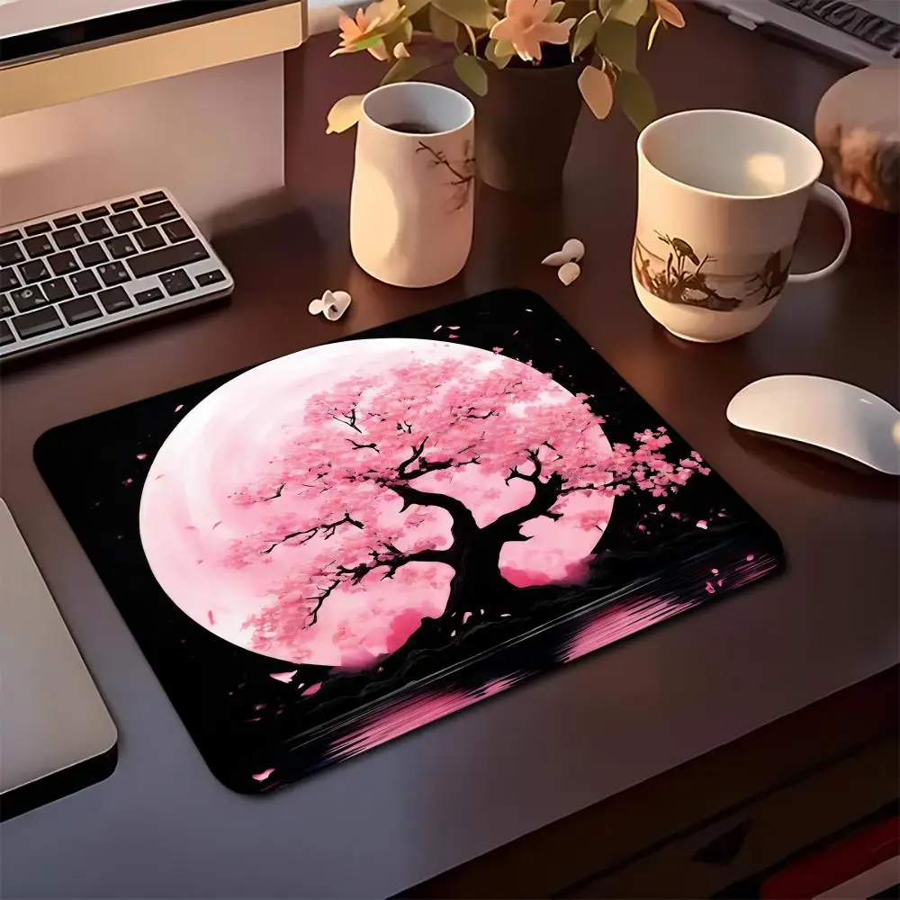 Japanese Cherry Blossom Mouse Pad Red Cherry Blossom Design 40x45cm Rubber Anti-Slip Gaming Mouse Pad Compact Decorative Pad