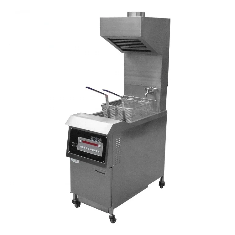 Chefmax Big Power Industrial Big Capacity Oil Pump Electric Deep Fryer with Range Hood