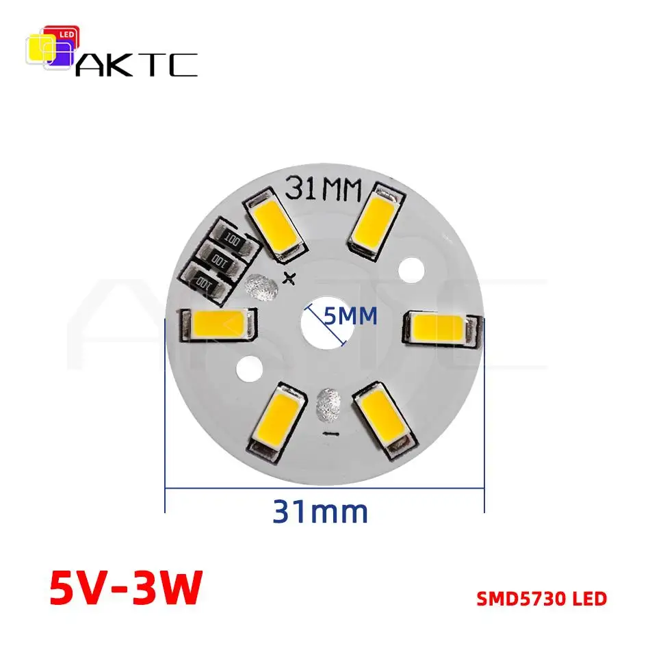 10 Teile/los Runde LED-Lichtplatine DC 5 V 3 W Niederspannung 5730 2835 SMD 6 LEDs 3000 K Warm oder Weiß 6000 K Dimmbare Glühbirne Lampenpanel