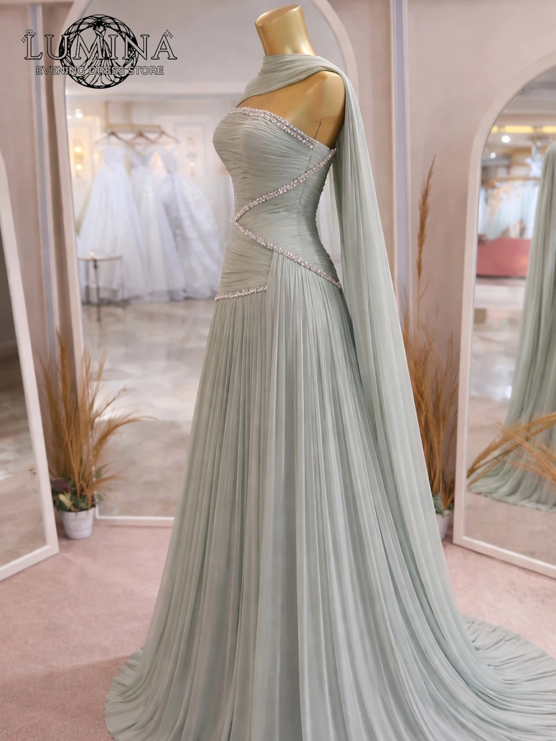 Lumina Line A Elegant Evening Dresses for Woman Party Wedding Custom Made Luxurious Engagement Dress Korean Popular Dress Ribbon