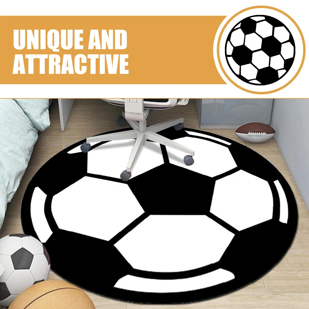 

Round Football Rug Bedroom Floor For Home Decor Decorative Area Rug Non-Skid Gaming Computer Desk Carpet Protector Living Room
