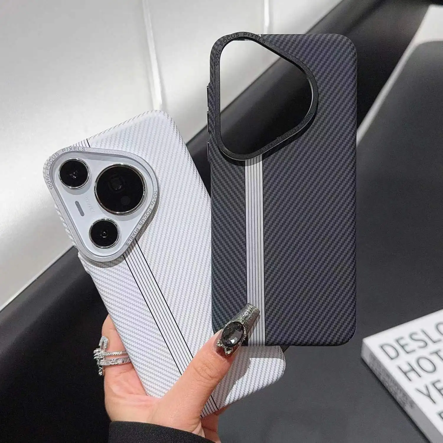 Luxury Carbon Fiber Liens Phone Case for Huawei Pura 70 Pro Ultra Anti-drop Aramid Fiber Texture Cover Support Magsafe Charging