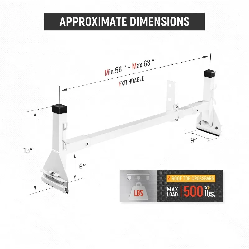 Model AX27 Aluminum Rain-Gutter Van Roof Racks Square 2 Bar with Adjustable Middle Bar