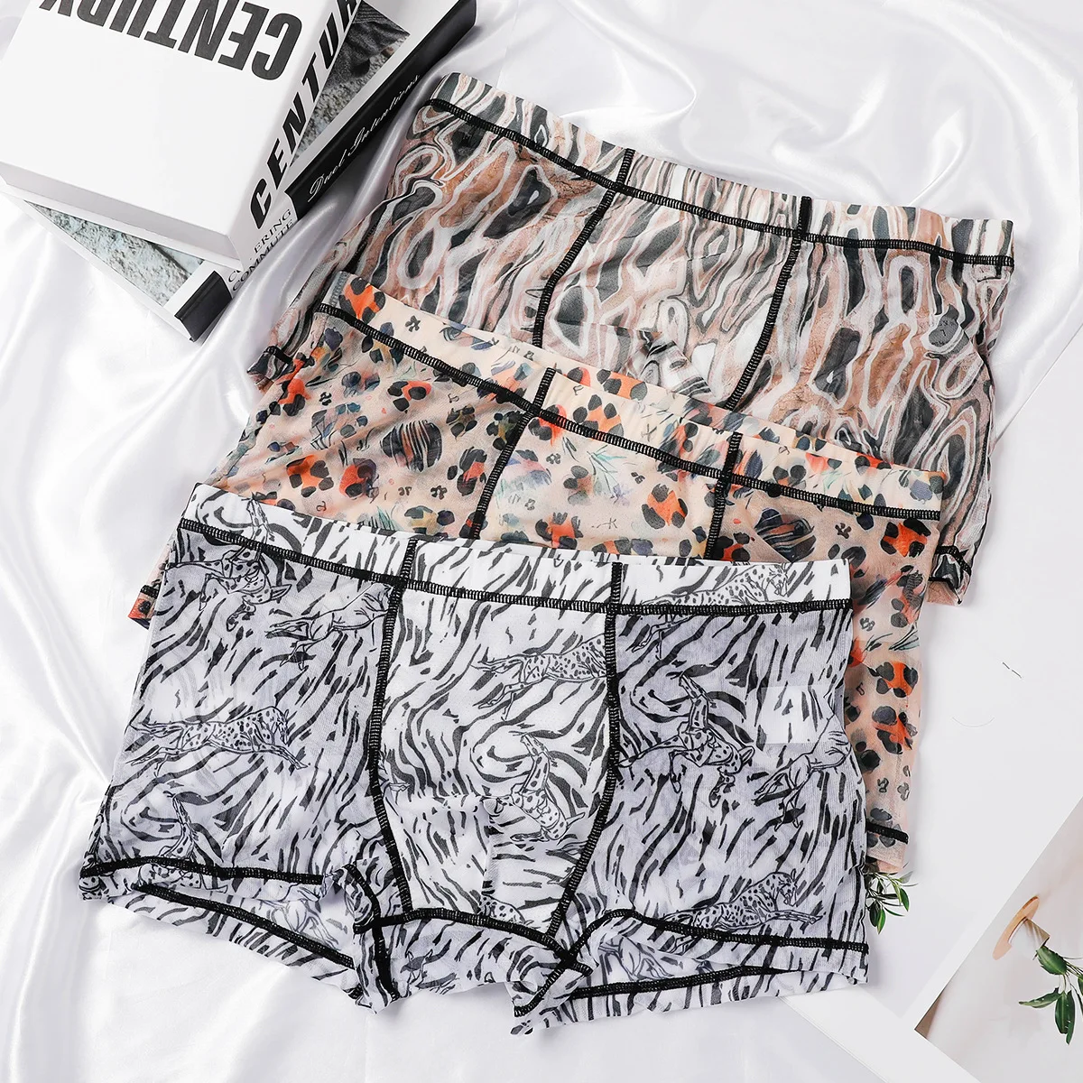 

Men Sexy Transparent Mesh Mid Waist Boxers See Through Ultra Thin Erotic Bulge Pouch Panties Sheer Gauze Underwear Boxer Porno