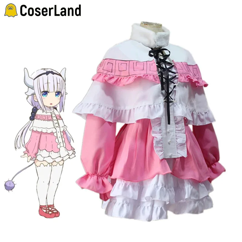

Kanna Kamui Cosplay Costume Kawaii Lolita Skirt Set Anime Maid Outfit Shirt Miss Kobayashi's Dragon Maid Apron Dress Uniform