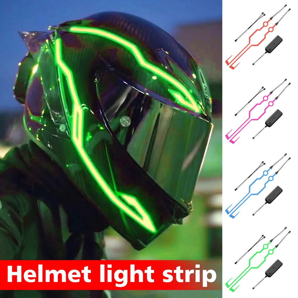 Motorcycle Helmet LED Warning Lights Night Riding Helmet Motor Cold Light Strip EL Waterproof Sticker Motorcycle Accessories