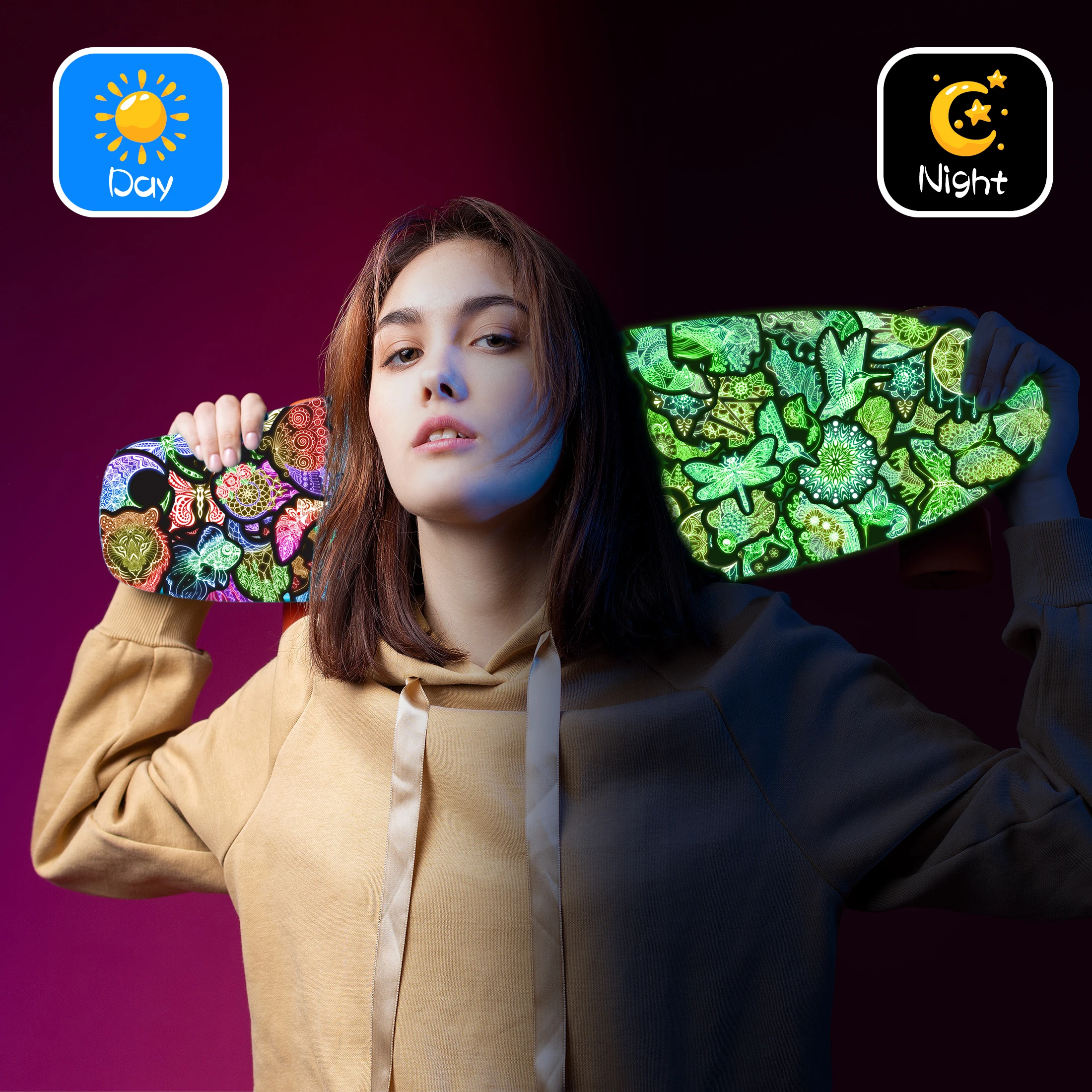Autocollants néon en filet de rêve, dégradé de couleur, brillent dans la nuit, autocollants en vinyle imperméables, décoration d'ordinateur et de téléphone pour enfants, DIY bricolage, 50 pièces
