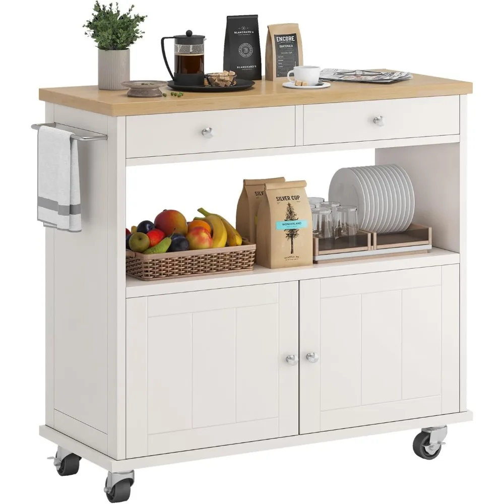 Rolling Kitchen Island with Storage Cabinet, Drawers Island Table, Portable Mobile Kitchen Island