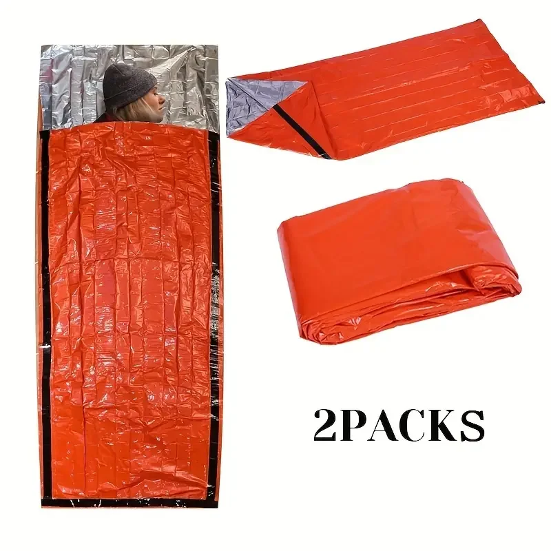 Outdoor Waterproof Emergency Survival Sleeping Bag Portable Edc Camping Gear Thermal Sack First Aid Rescue Kit Mylar Blanket