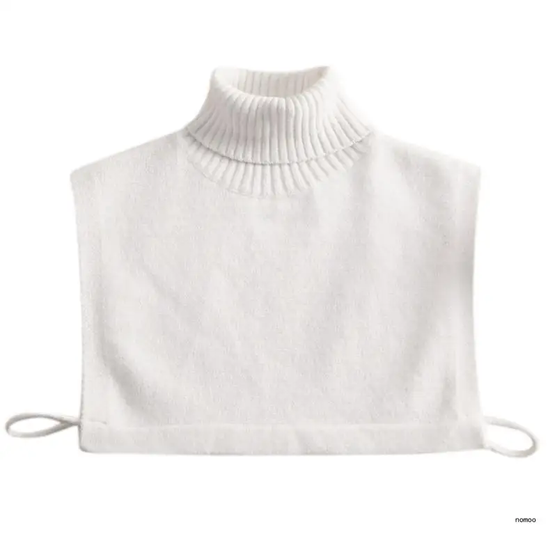 

Women Winter Turtleneck False Fake Collar Sweater Solid Color Knitted White Detachable Half Top Dickey Decorative Pullover