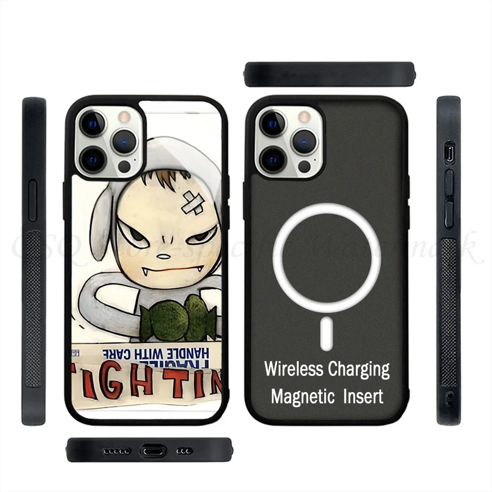 Yoshimoto Nara Draw Cute Phone Case Strong Magnetic For IPhone 15 14 13 Pro Max 11 12 Mini Alex Mirror For Magsafe