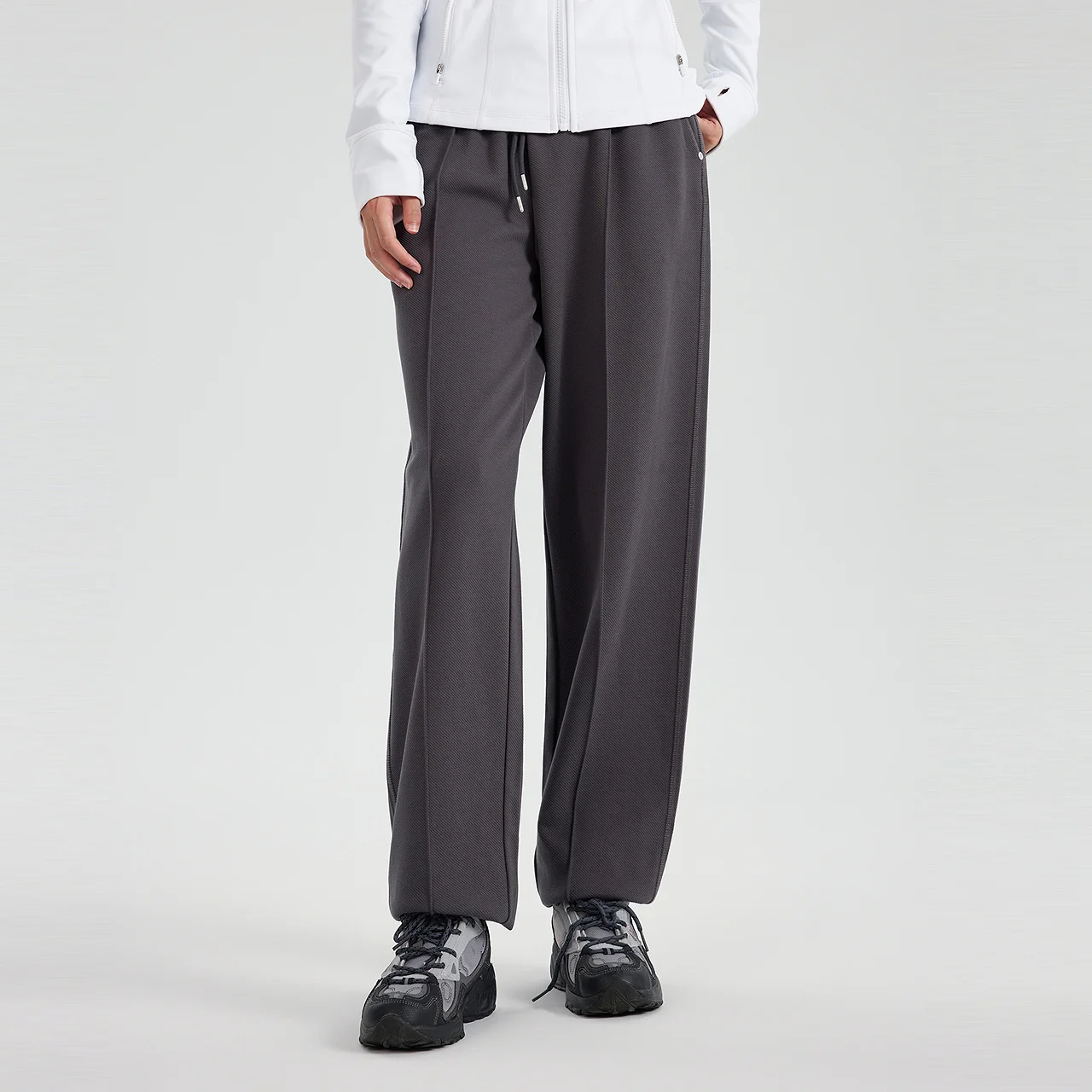 Metersbonwe Women Solid Color Classic Relaxed Tapered Pants Pinch Seam Design Soft Elastic Trousers Simple Casual Autumn Winter