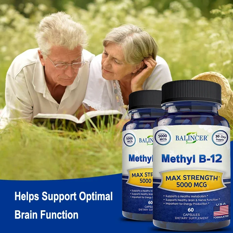 Vitamin B12 - 5000 MCG Supplement -Benefits Brain & Heart Function, Supports Memory, Learning, Helps Boost Natural Energy