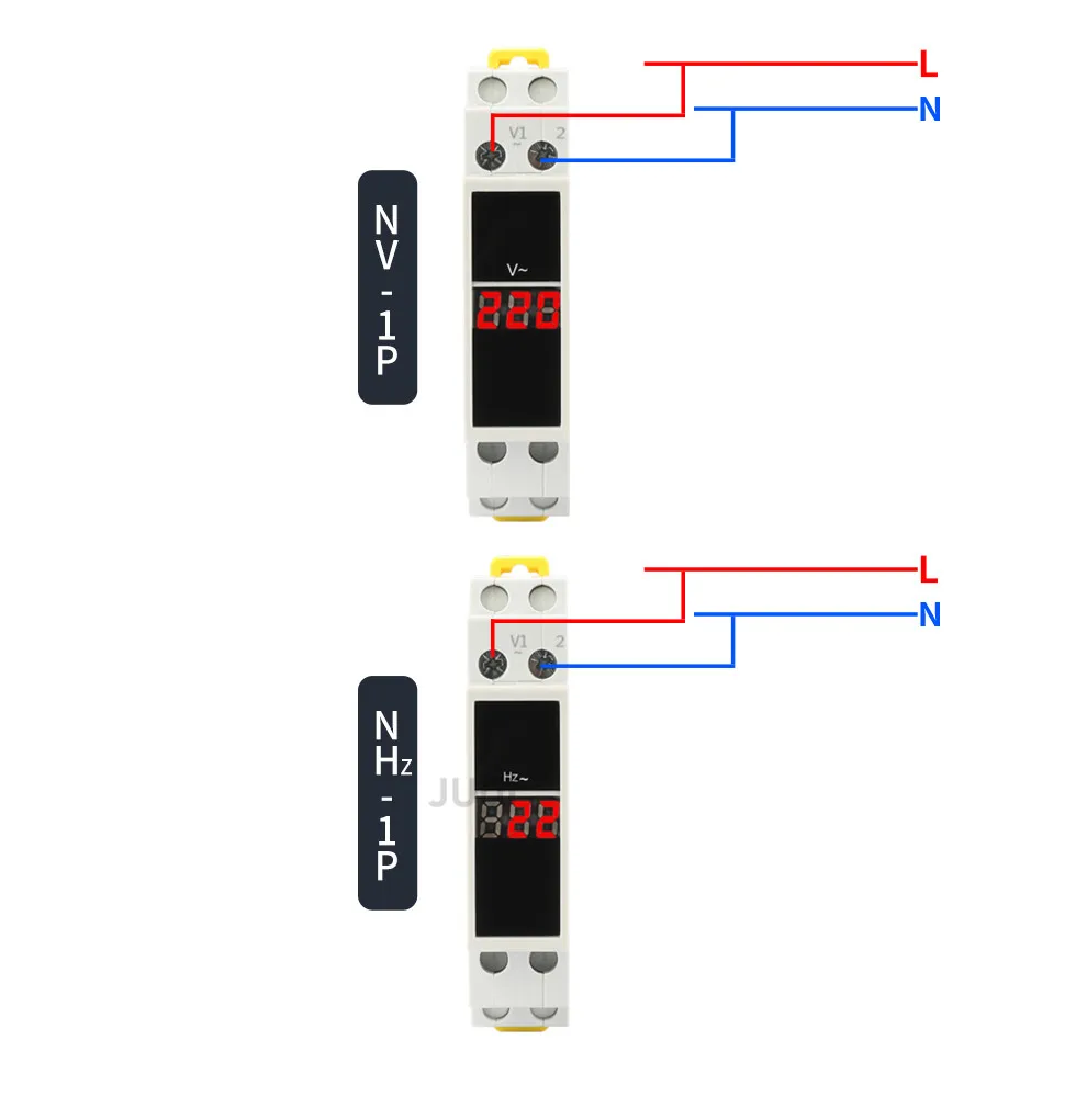 Din rail mounted ammeter Ac 80-500V mini module voltmeter single-phase/three-phase AC220V indicator LED digital display detector