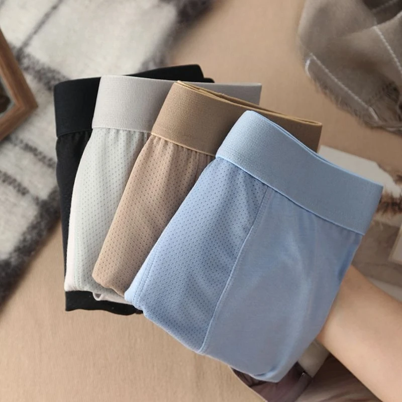 Modal Men's Underwear Breathable Mesh Mid-waist Loose Youth Four Corners Skin Friendly Soft Boxer Briefs Comfortable Underwear