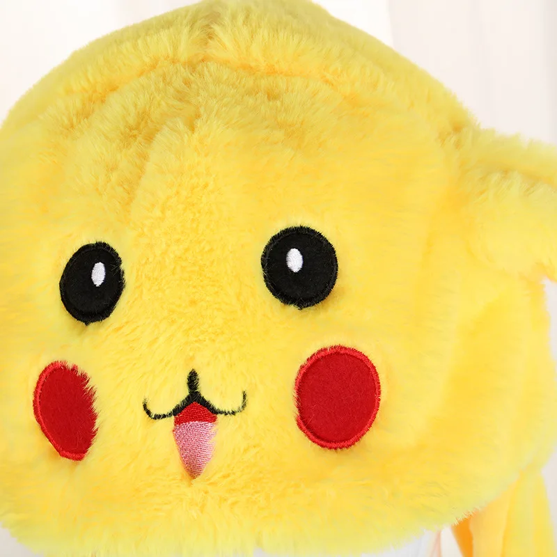 Pokemon Pikachu Anime cappello di peluche orecchie da coniglio peluche Airbag in movimento salto cappello orecchie lampeggianti bambola di peluche mobile figura regalo giocattoli